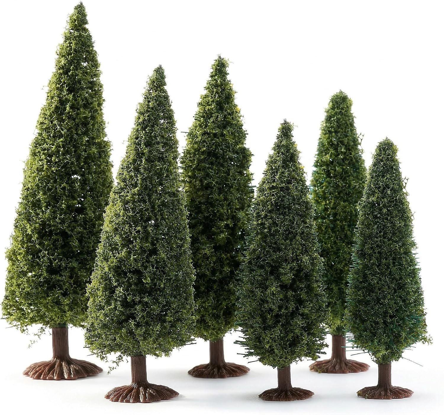 6 Stuks Miniatuur Bomen voor Diorama's - Plastic Groene Bomen voor Modelspoor en Miniatuurlandschappen