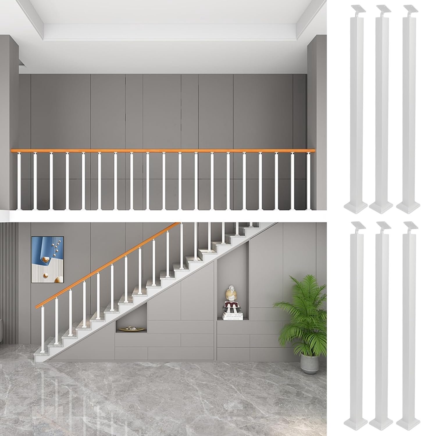 Witte ijzeren balustradepaal voor trap zolderleuning 6 stuks vloergemonteerde relingpaal voor binnentreden veranda vangrailkolom exterieur binnenplaats dek baluster spindel.