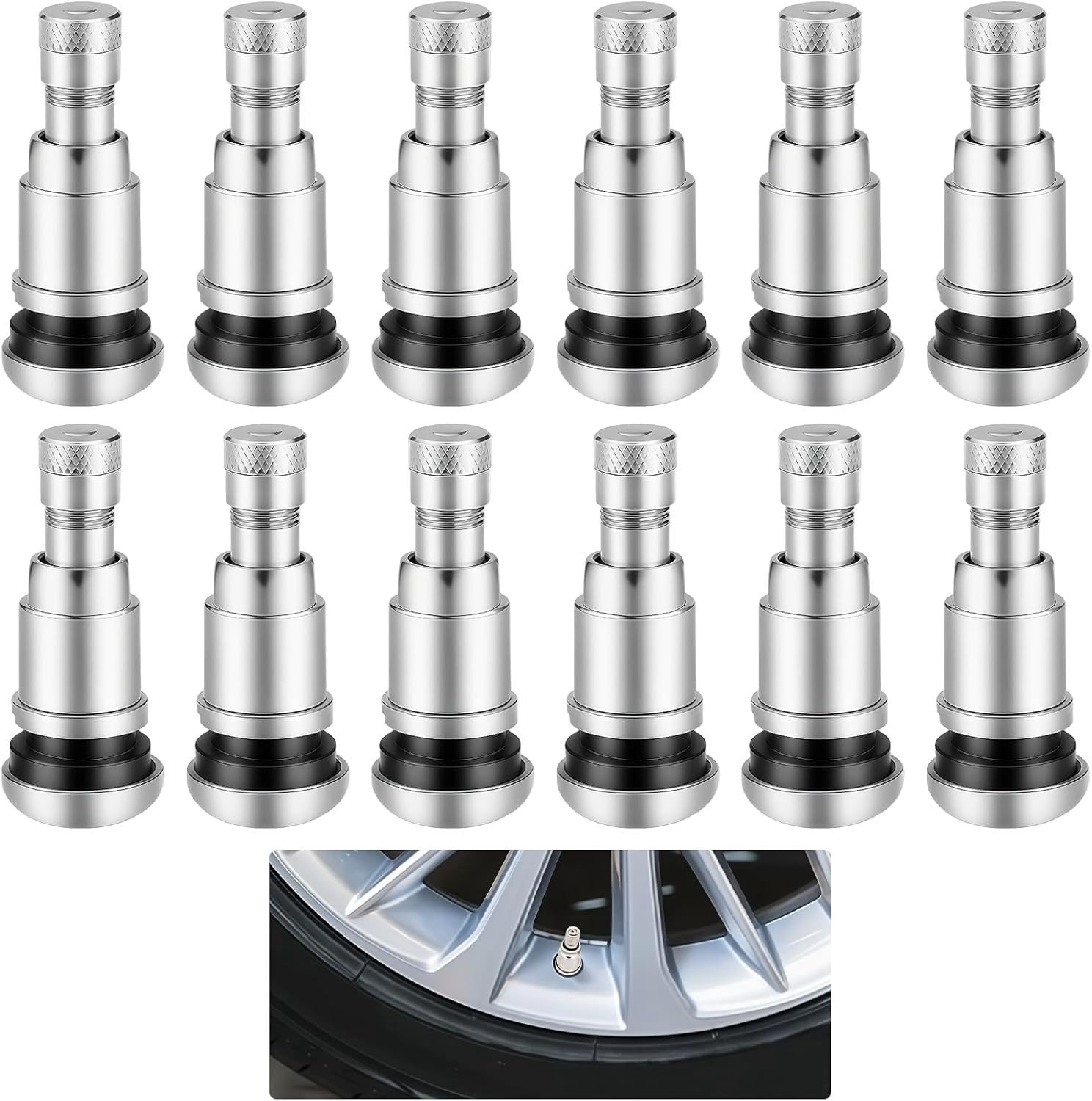 12 Stuks Zilveren Metalen Ventielen voor Diverse Toepassingen - 42 x 16mm, Duurzaam en Lichtgewicht