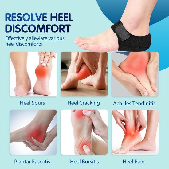 Verstelbare Siliconen Hielbeschermers voor Plantar Fasciitis en Hielspoor | Ademend Ontwerp | Pijnverlichting voor Droge en Gebarsten Hielen | 1 Paar | Maat L 40-45 — afbeelding 3