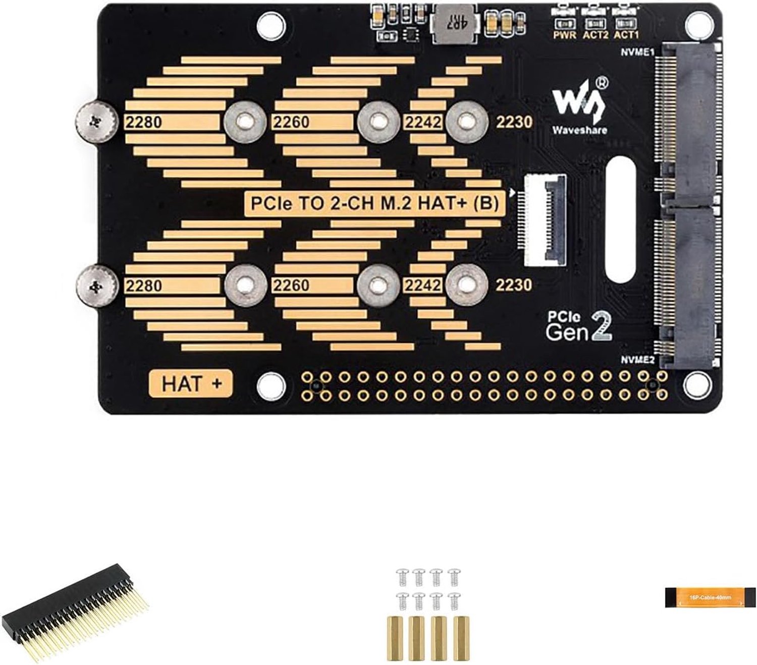 M.2 adapter voor Raspberry Pi 5 - PCIe naar 2-Ch - NVMe protocol - snelle gegevensoverdracht 5Gbps - ShopVlot