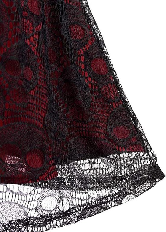 Women’s Goth Dress Lace Floral Vintage Steampunk Gothic Dress Victorian Costumes Clothing Mini Dress For Girls — afbeelding 3