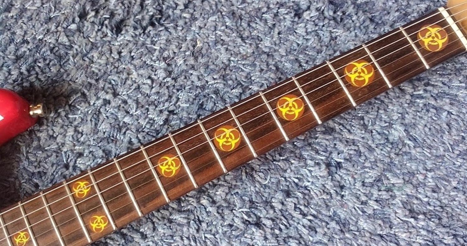 Fret Markers Biohazard Sticker Inlays Gitaar & Bass Gitaar (crèmekleurig)