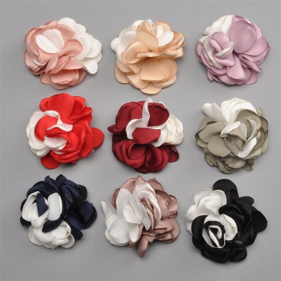 10 Stuks Dubbele Kleuren Kunstmatige Bloemhoofden Kleding Decoratie Accessoires 7Cm Doek Bloemhoofden Esthetische Faux Bloemen Voor Maken Haar Accessoires — afbeelding 2