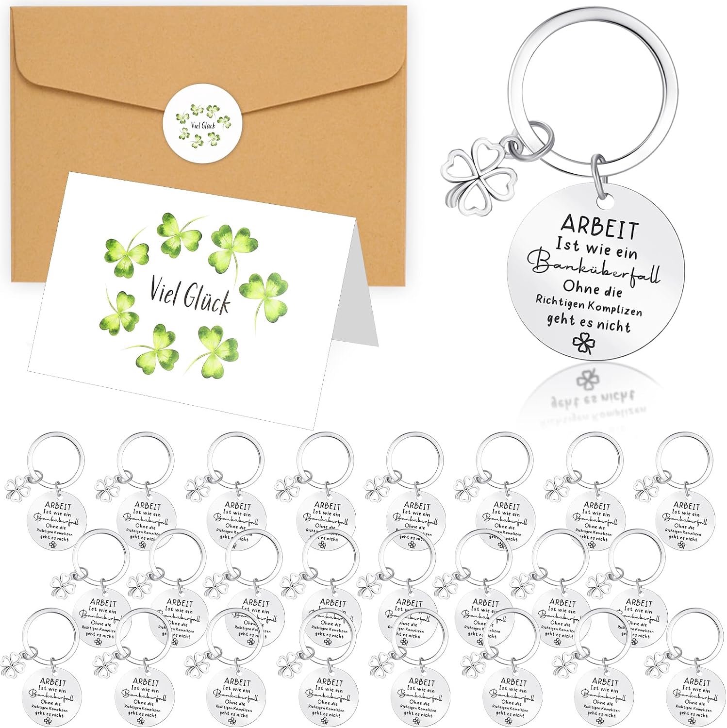 Tenare 24 sets colleagues farewell gifts inspirational keychains good luck cards with envelopes stickers graduation - ShopVlot