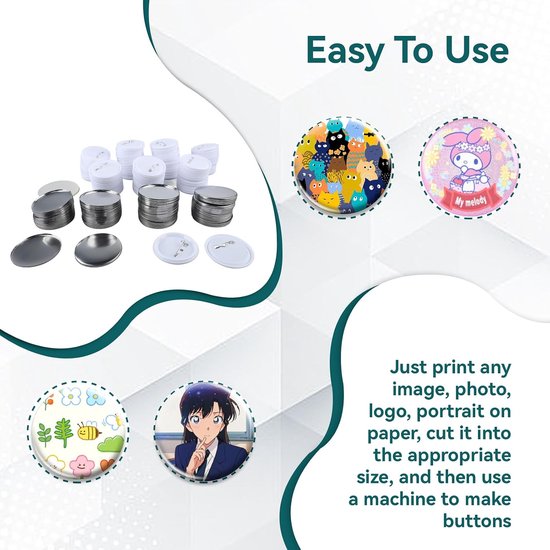 100 Stuks Blanco Knopen Maken Benodigdheden, Ronde Badge Button Pins Voor Button Maker Machine, 58mm — afbeelding 5