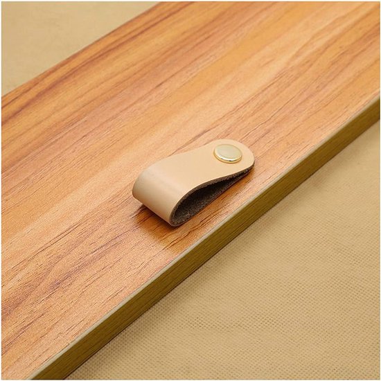 stuks lederen handgrepen meubelhandvat lederen meubels lederen lus voor kast handgrepen lederen kastdeur lade lederen meubelknoppen met schroeven, 75x25mm (beige) — afbeelding 5