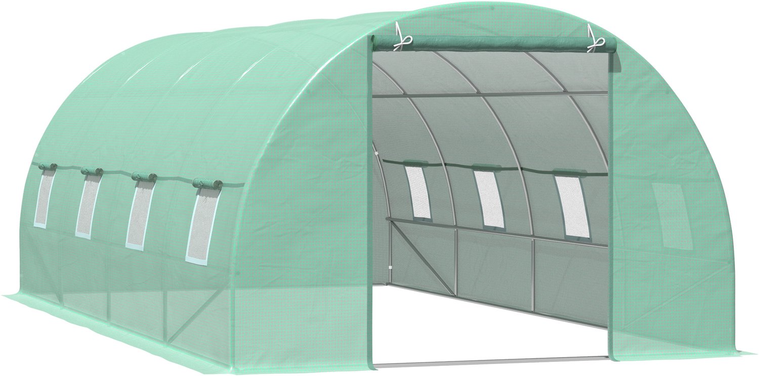 Sunona Foliekas met boogdak - Met ramen en roldeur - 595 x 300 x 200 cm - Groen