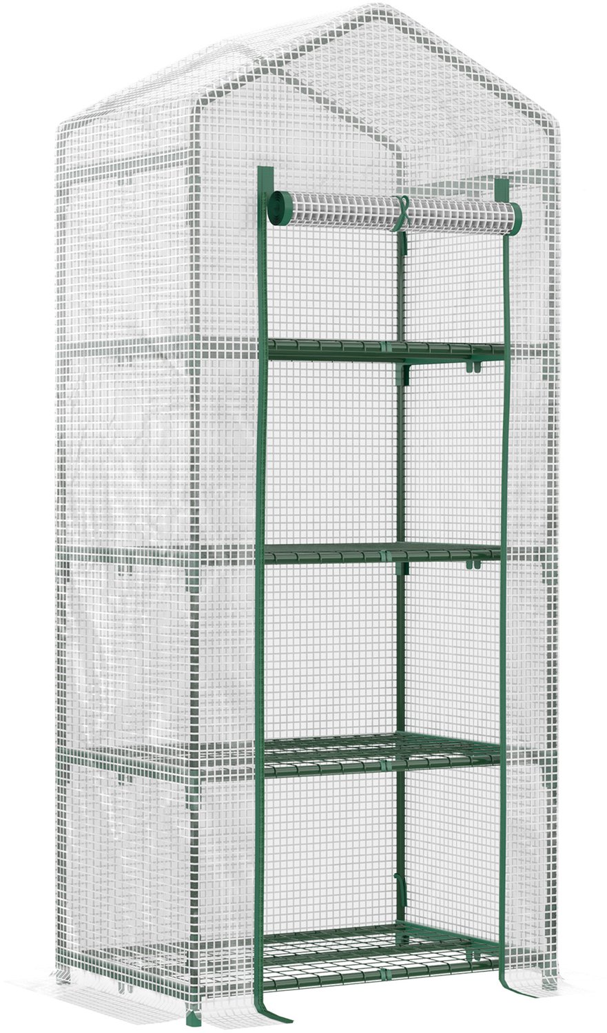 Sunona Minikas - Met 4 plantenrekken en roldeur - 70 x 50 x 160 cm - Wit