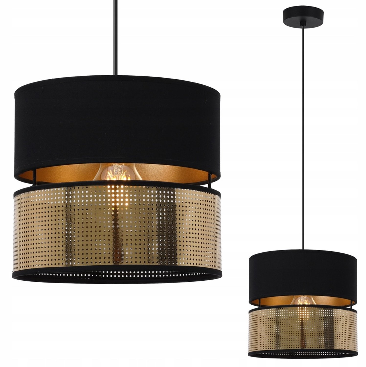 ASTI Hanglamp Modern Rond Geperforeerd Zwart Goud E27