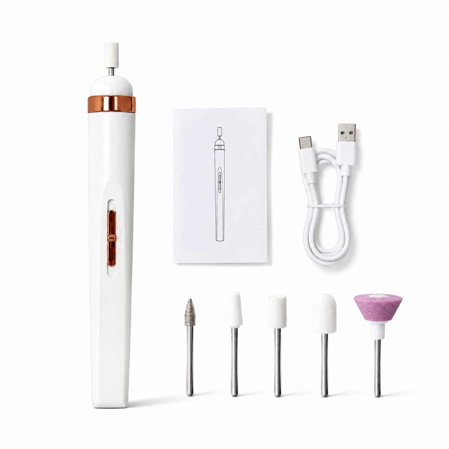 Elektrische nageltrimmer - 70.5g - handzaam model - voor dagelijks thuisgebruik - vijf slijpkoppen met handleiding en datakabel