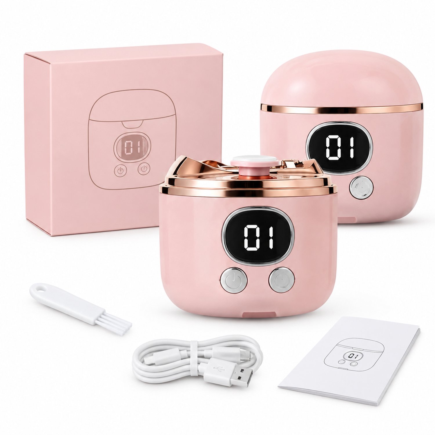 elektrische nagelknipper - model CH-701 - roze uitvoering met vergrootglas - voor dagelijks en thuisgebruik - met geschenkverpakking