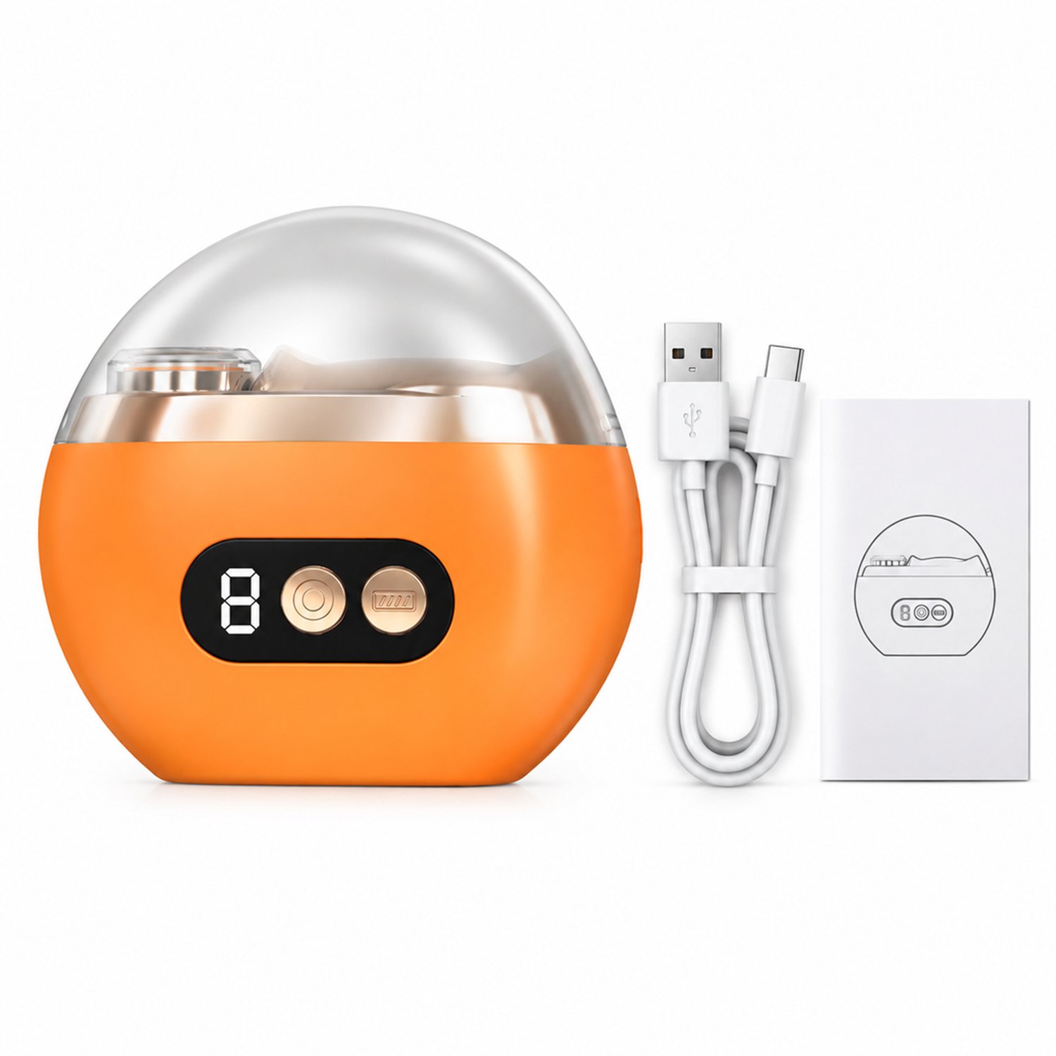 Elektrische nagelknipper - knippen en polijsten - USB-oplaadbaar - 3 snelheden - oranje - met handleiding en oplaadkabel
