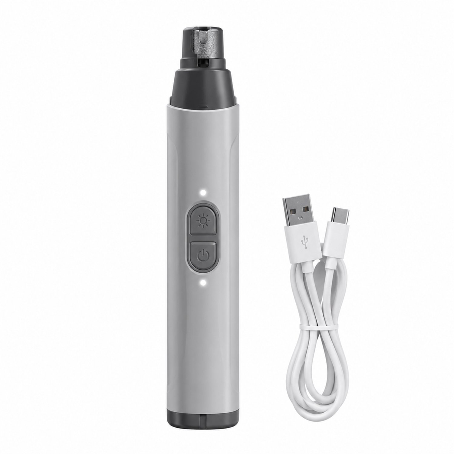 elektrische nageltrimmer voor huisdieren - USB-oplaadbaar - twee standen met verlichting - grijs