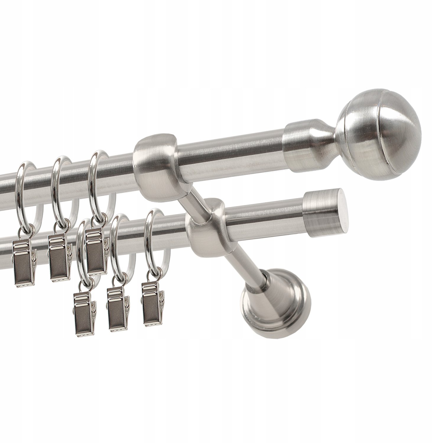 Dubbele metalen gordijnroede 16mm, 340cm, met stille ringen