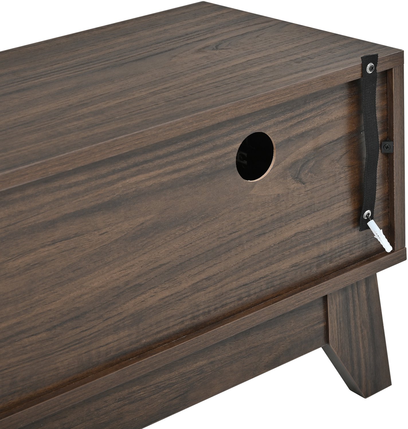 DESMIU TV Meubel - Modern TV Lowboard Met Geribbelde Fronten - 3 Deuren, Lade En Open Vakken - MDF - 170 x 35 x 40 cm - Walnoot