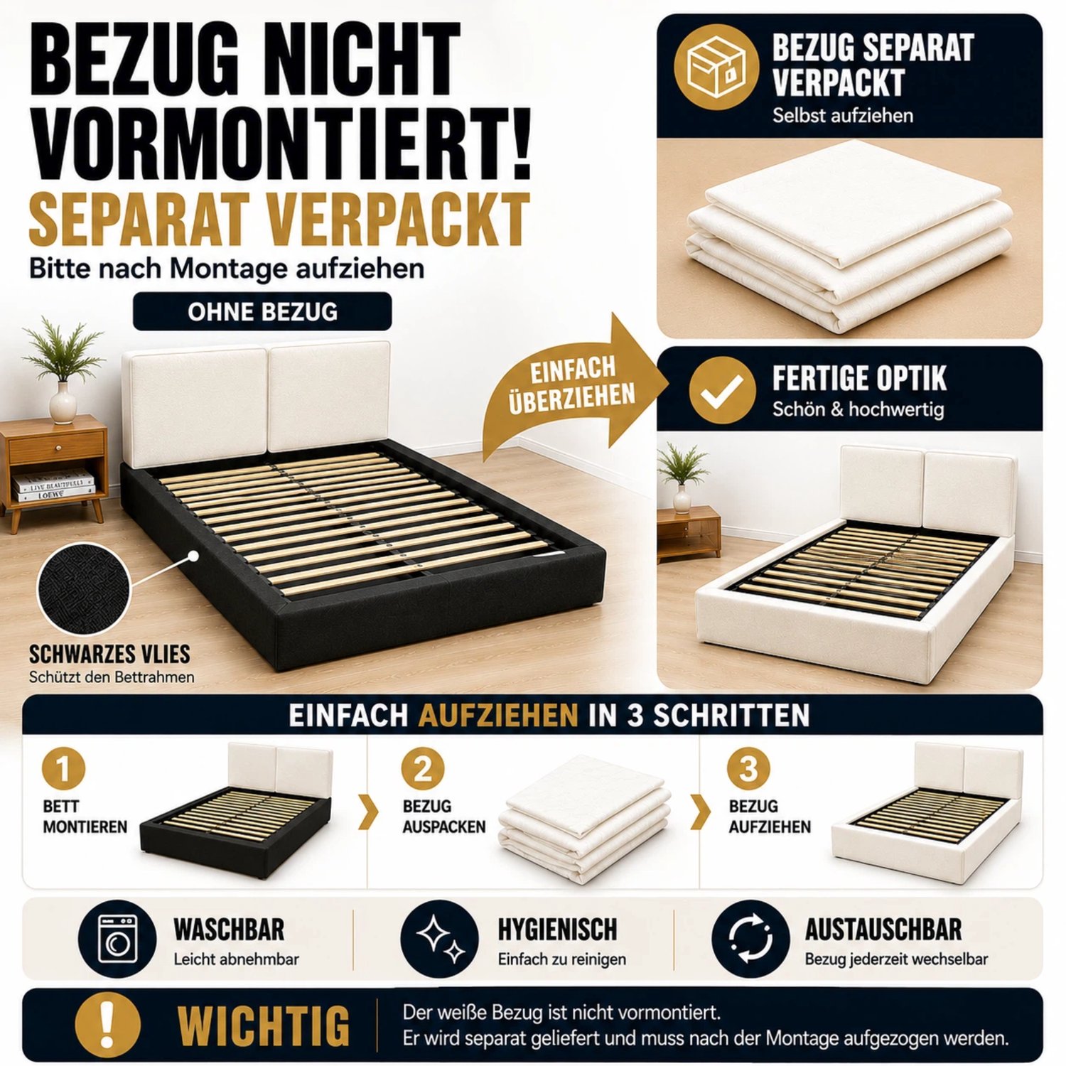Merax Tweepersoonsbed 180 x 200 cm - met lattenbodem en opbergruimte - gestoffeerd hoofdeinde - beige - fluweel - zonder matras