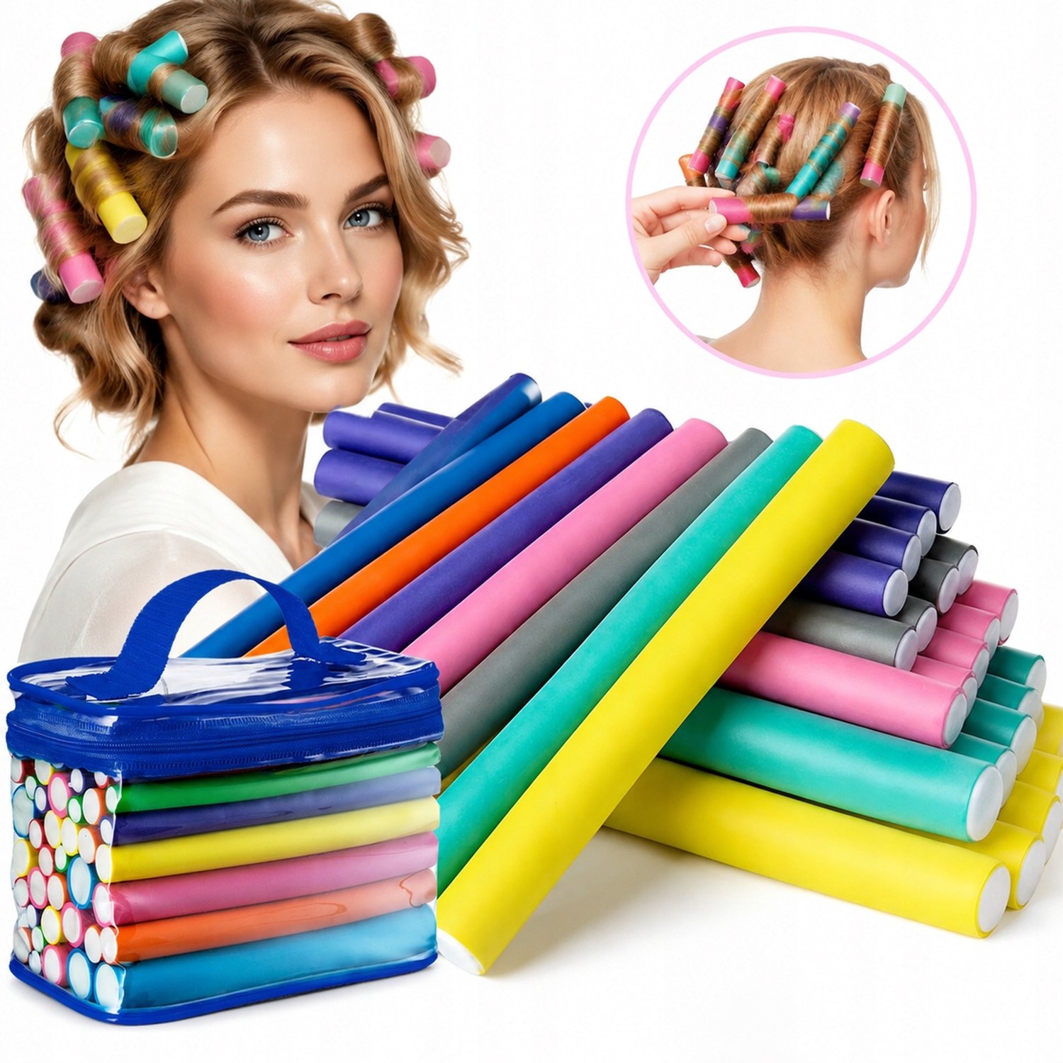 42x Flexibele Haarrollers - Kleurrijk Krulset met Opbergtas