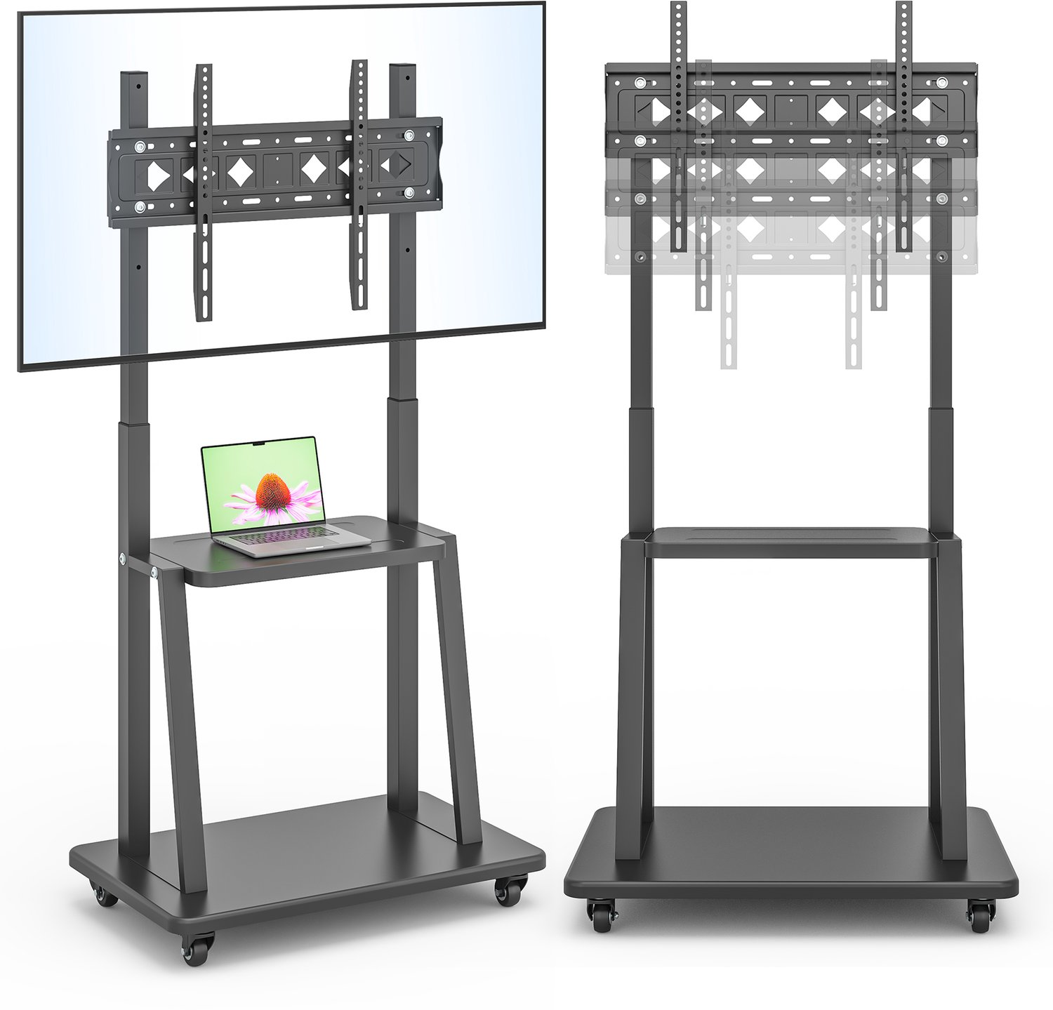 Muchen - TV Standaard Verrijdbaar - met wielen - in hoogte verstelbaar - voor 85" 75" 65" 55" 48'' 32'' Televisie - voor Woonkamer Slaapkamer Vergaderruimte
