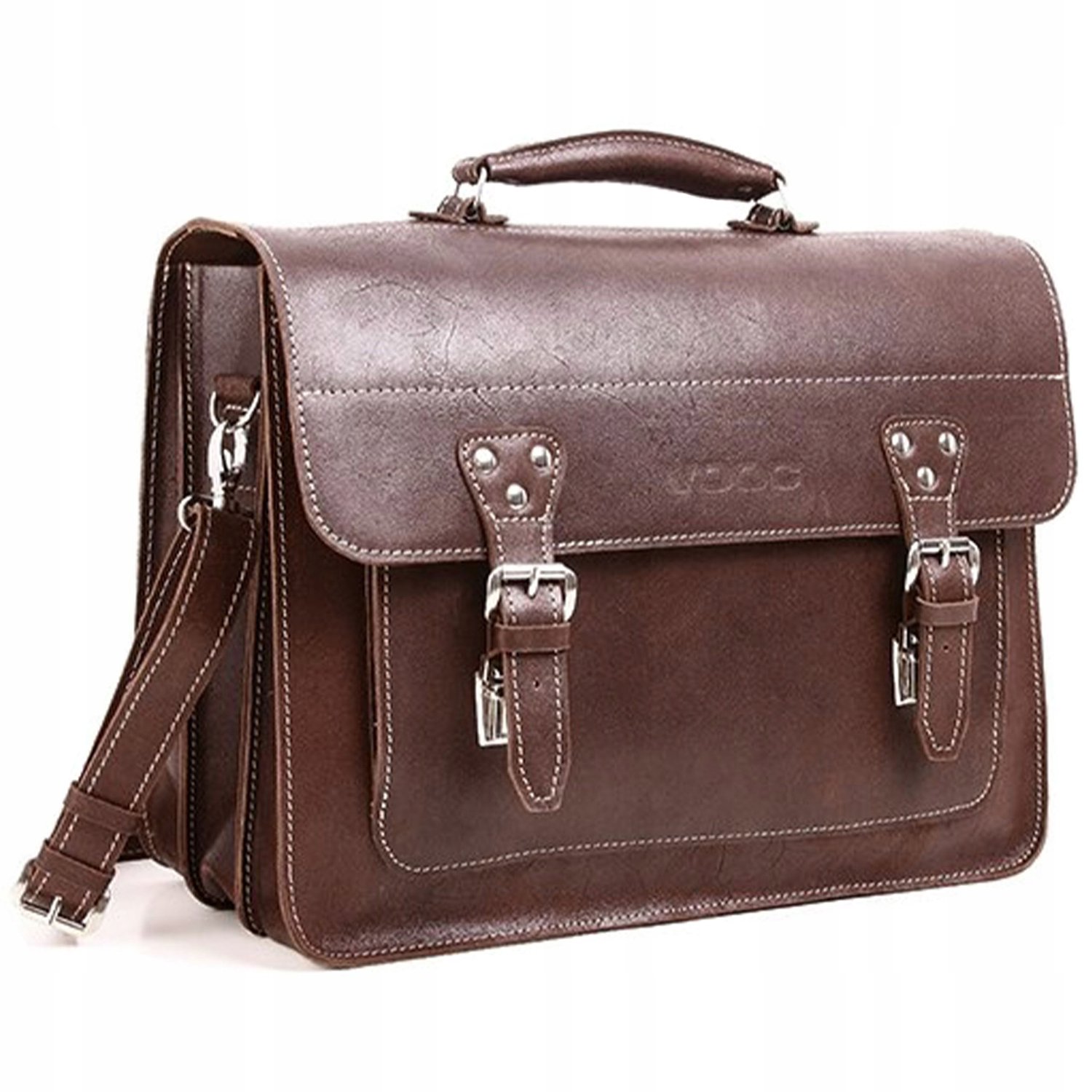 Vooc Leren Aktetas Uniseks - Crazy Horse Leer - Bruin