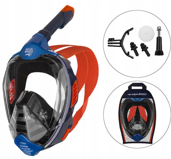 Aqua Speed Veifa ZX 10 Volledig Gezicht Duikmasker Snorkel S/M Blauw