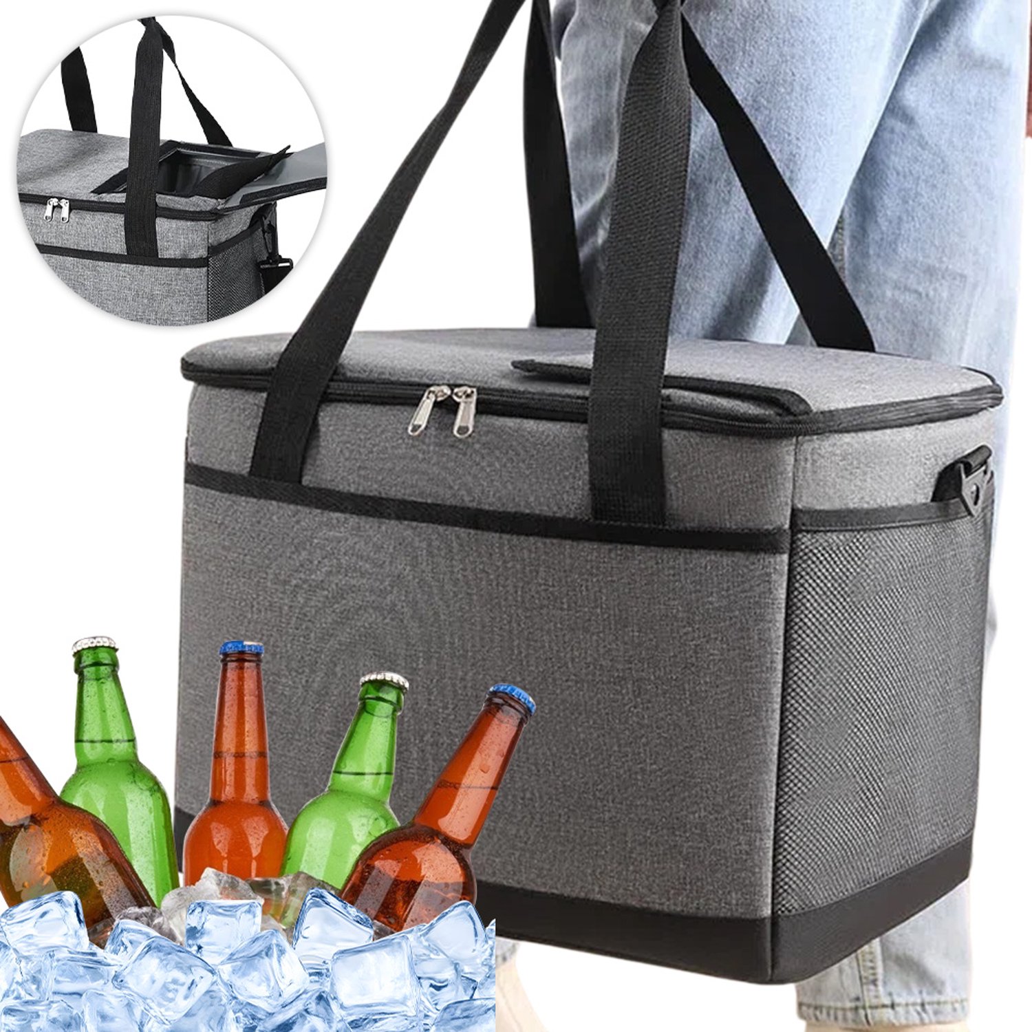 35L Thermos Tas - Grote Isolatie Tas voor Picnic, Camping & Strand