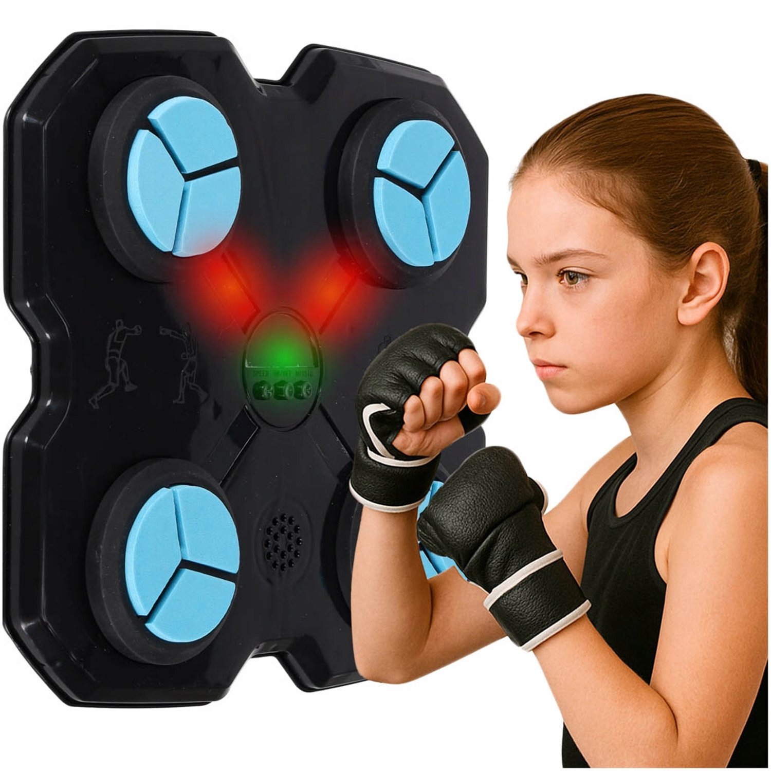 Elektronische Bokszak Muur met Muziek & Handschoenen - Interactieve Training