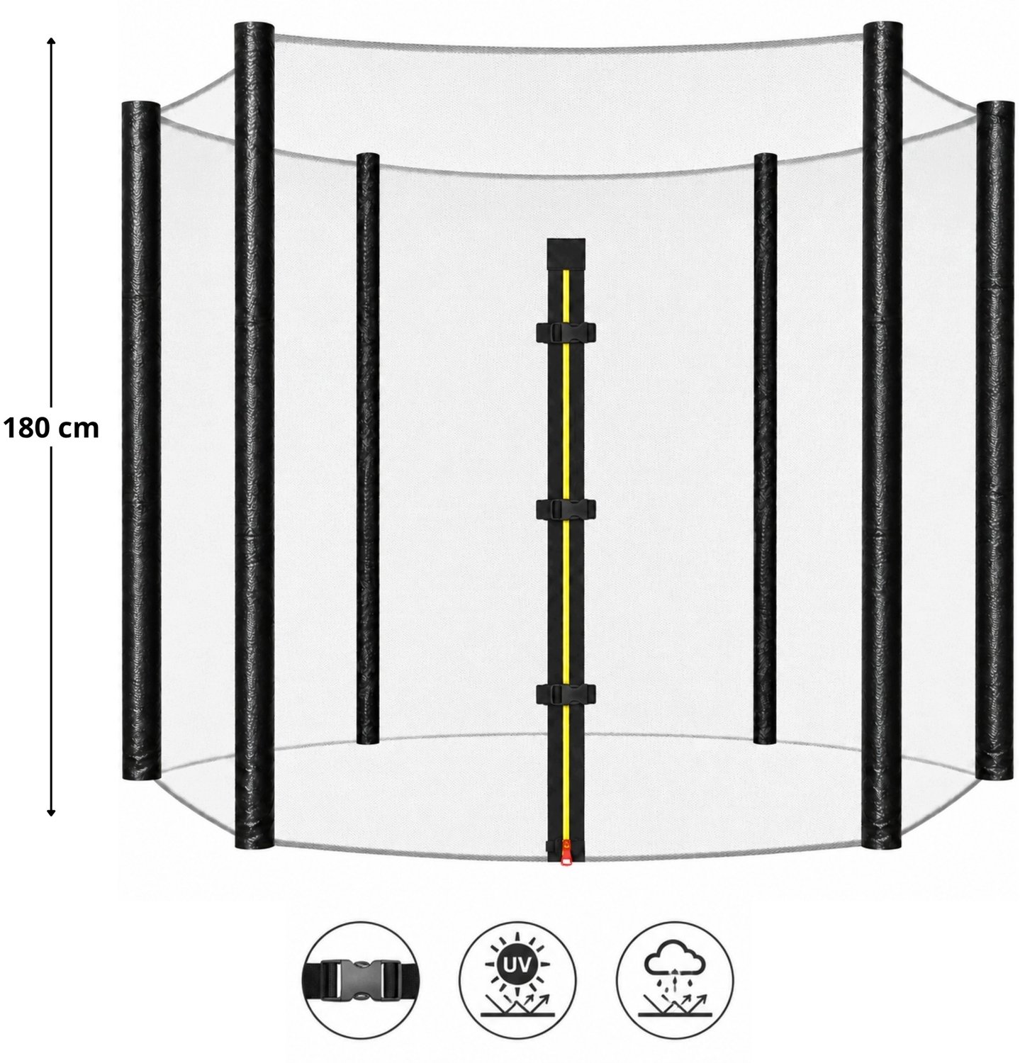 Stevige Trampoline Veiligheidsnet Buiten 240-252cm 8ft 6 Palen 180cm Hoog