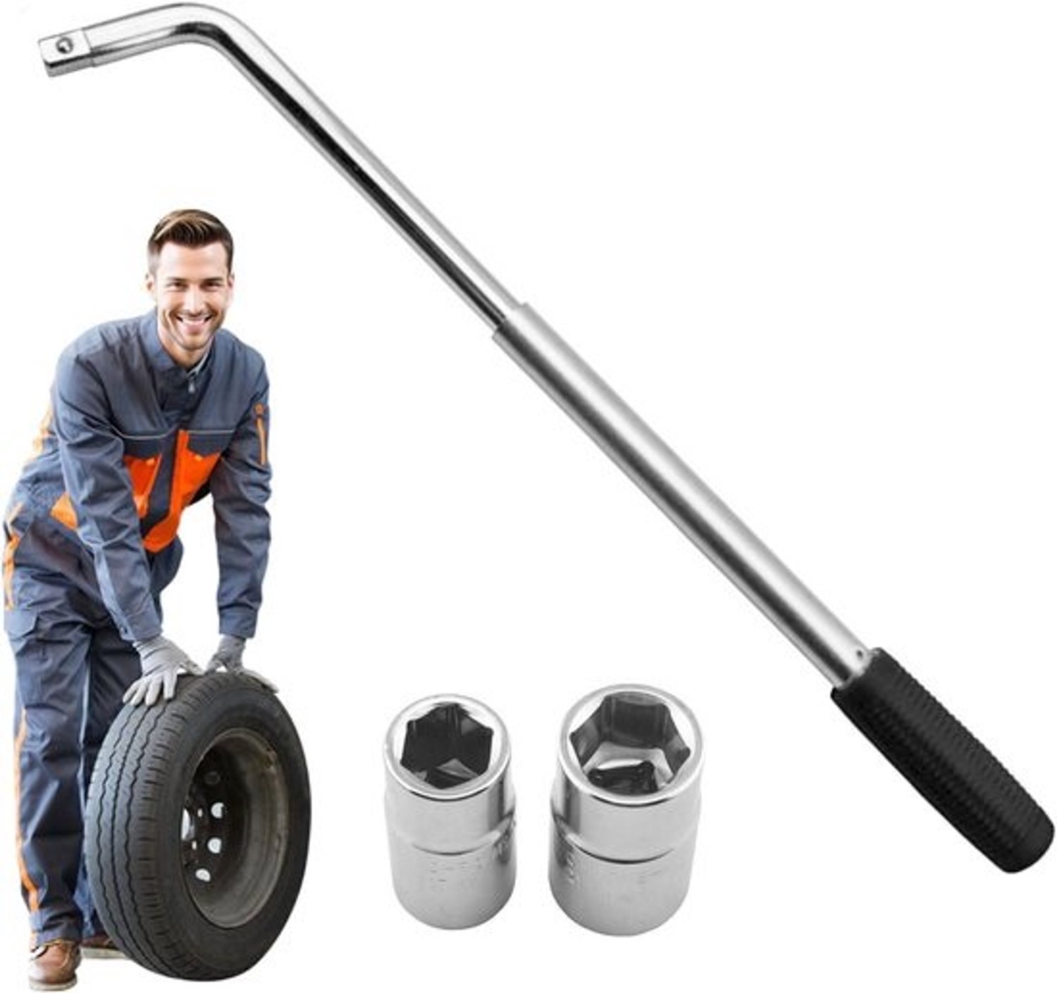 Wielmoersleutel - Bandensleutel - Autobanden verwisselen - Uitschuifbaar drietraps design - 38-50 cm