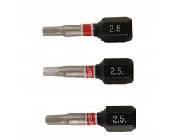 Milwaukee Impact Bit Set HEX 2.5mm x 25mm - 3 Stuks