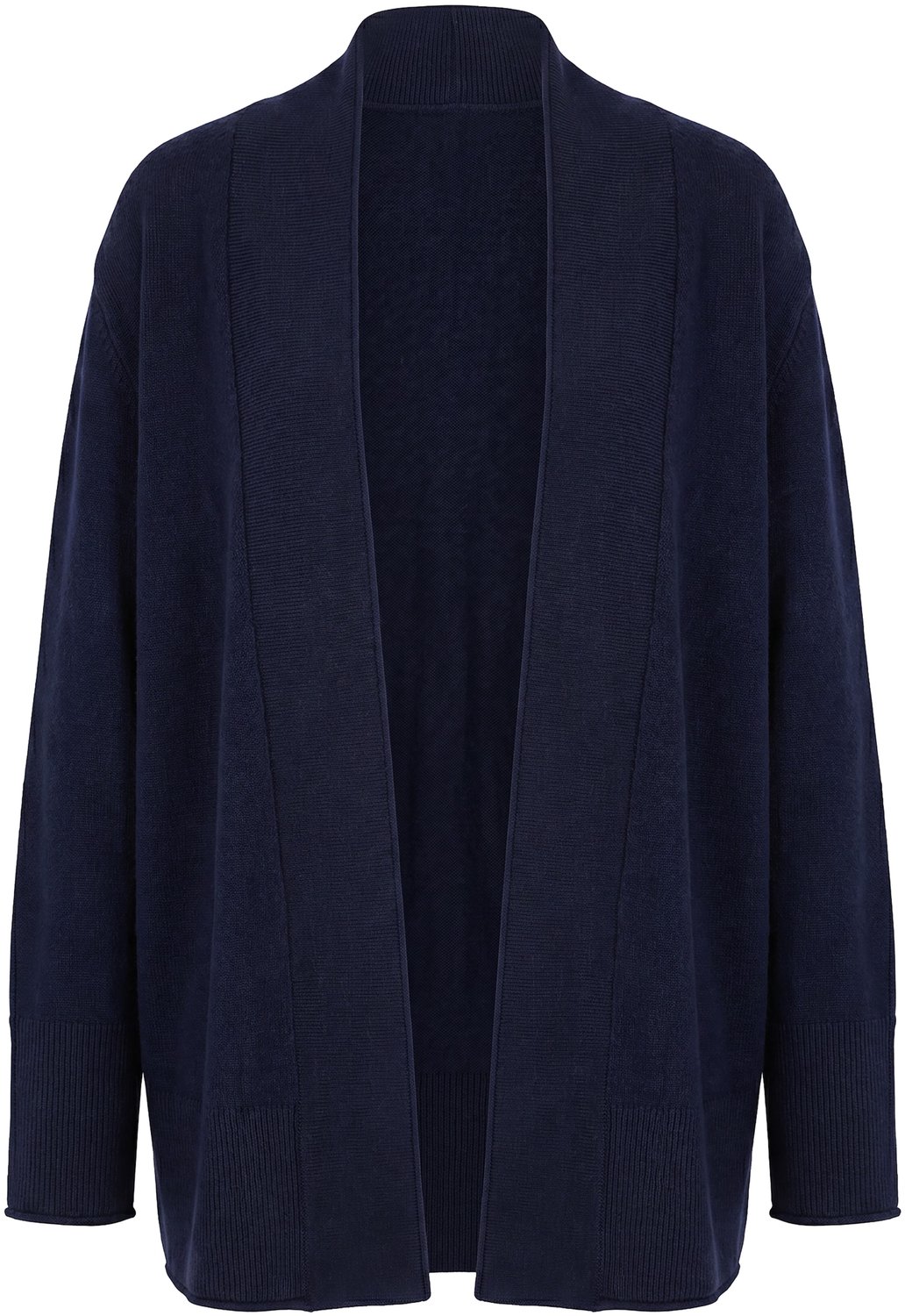 Ulla Popken - Dames - Vest wolmix rolrandjes lange mouwen - Donkermarine - Maat 54+