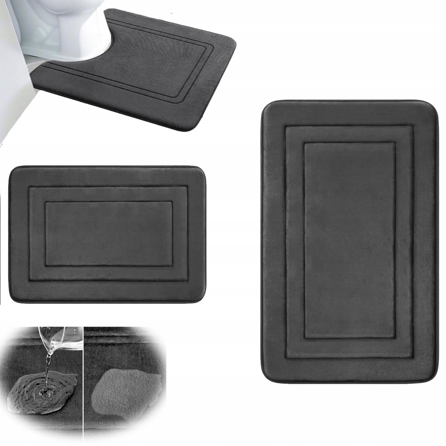Luxe Badkamerset 3 Delig - Antislip, Absorberend, Zacht Grijs