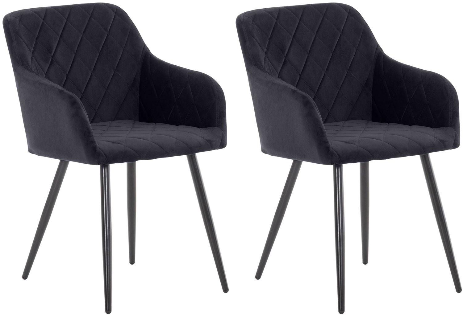 Luxe Comfort Verona 0071 eetkamerstoelen (set van 2) - fluweel - zwart