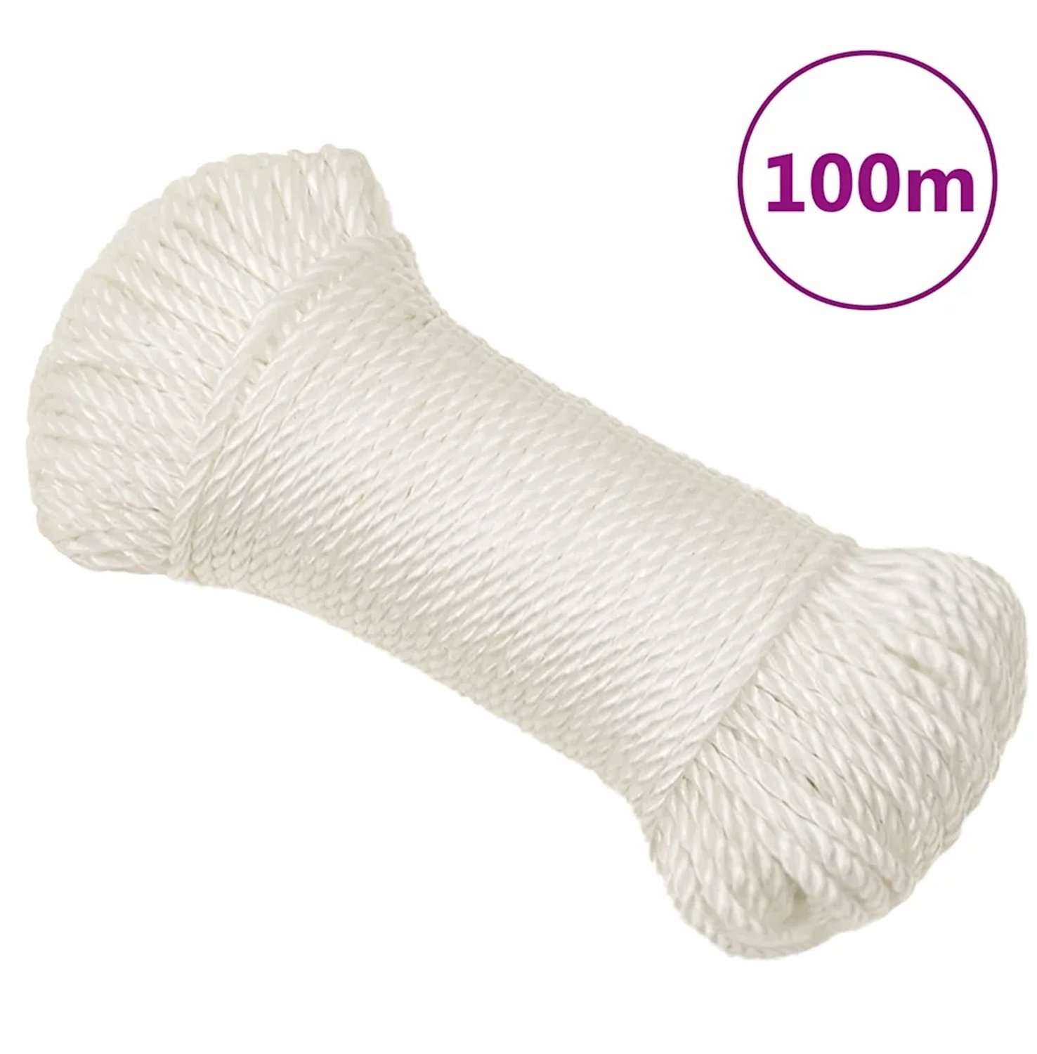 Wit PP touw 6mm, 100m, 210kg sterkte - Merkloos