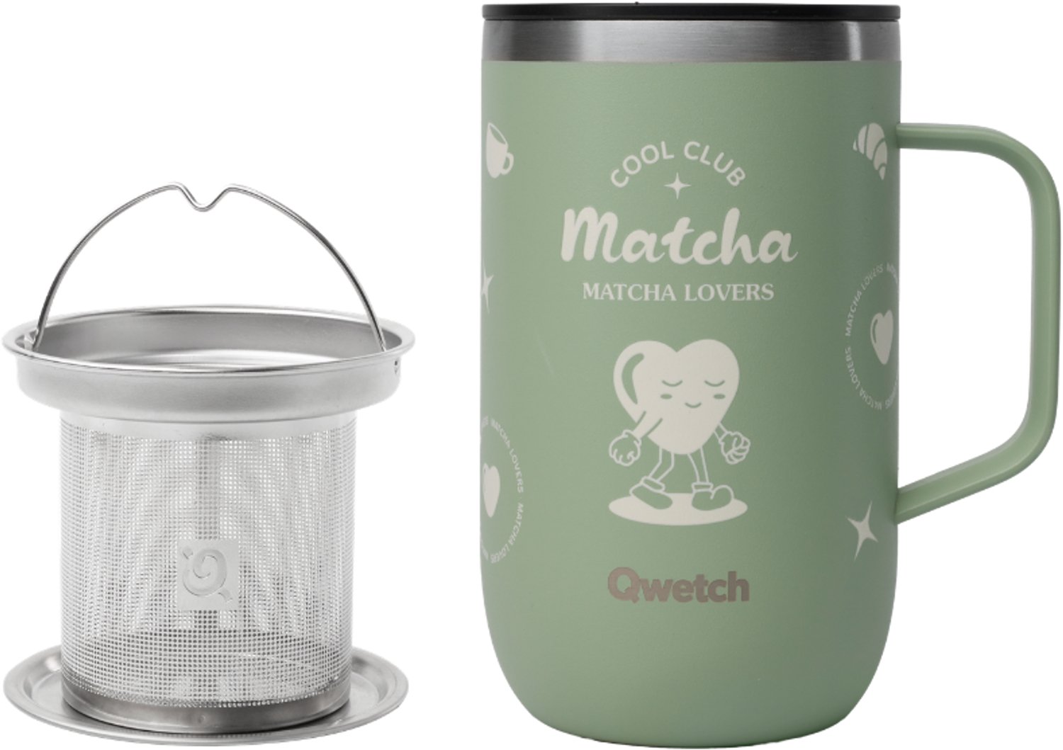 Qwetch Infuser Mok Geïsoleerd - Cool Club Linnendegroen