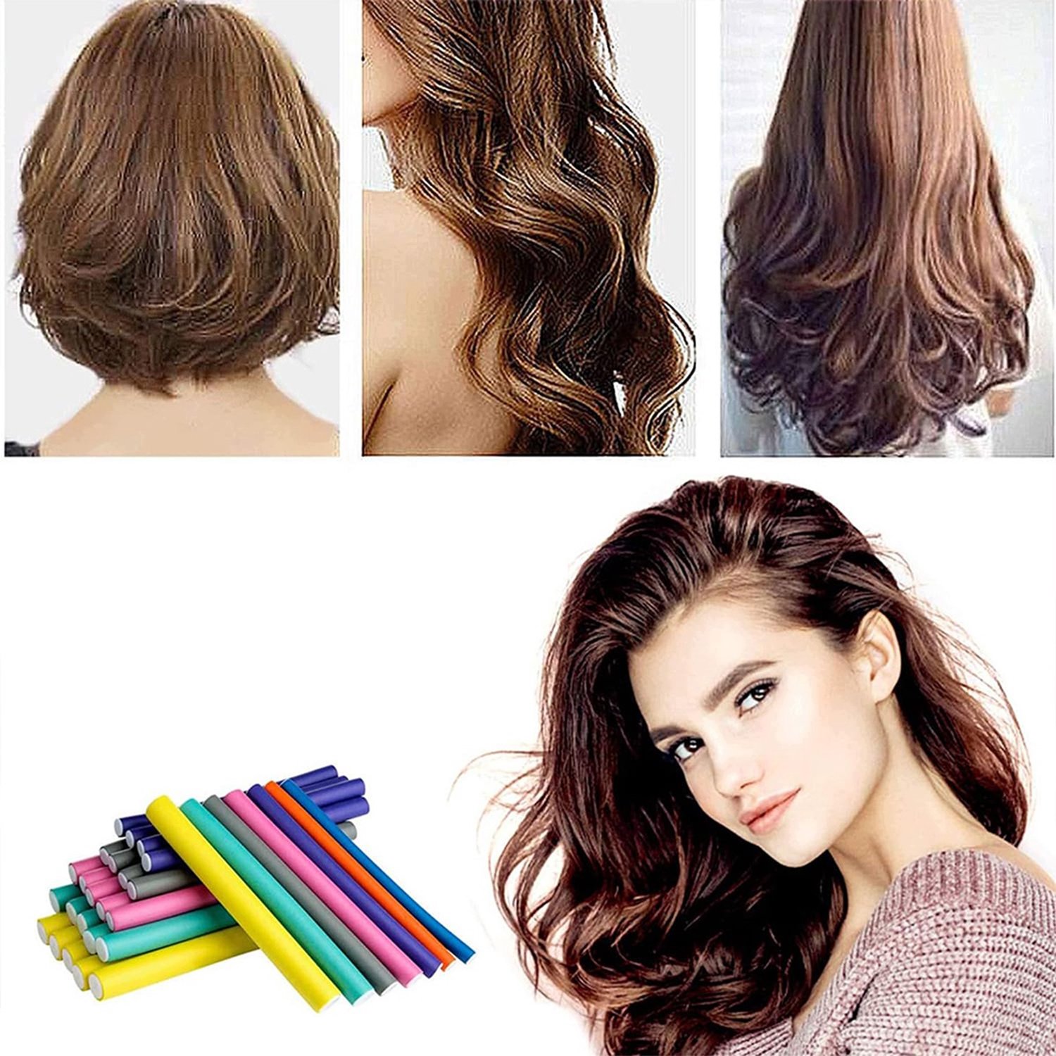 42x Flexibele Haarrollers 18cm - Zonder Hitte Krullen, Zachte Schuimrollers