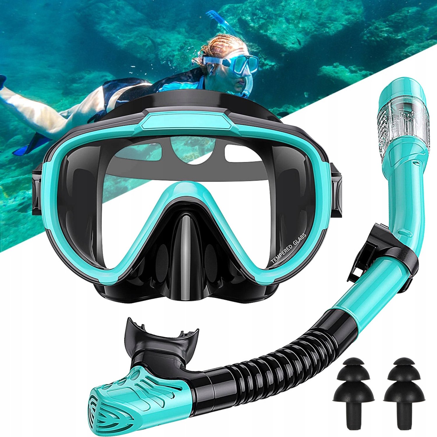 Snorkelset Volwassenen - Duikmasker met Anti-condens & Droge Snorkel