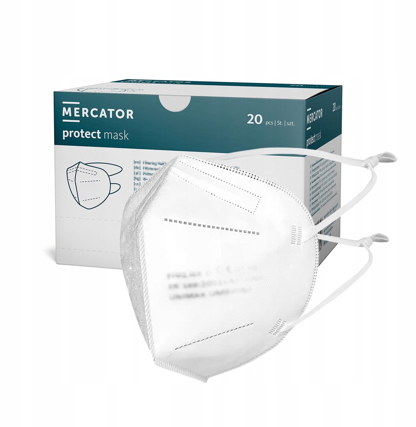 FFFP3 filtermasker, opvouwbaar, 20 stuks, hoofdbanden