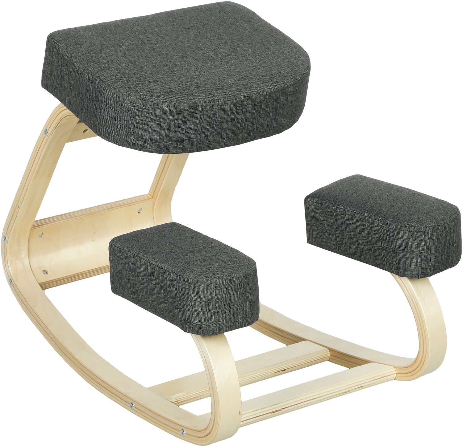 Vinona Ergonomische kniestoel - Met kantelfunctie - Massief berkenhouten frame - Met 10 cm dikke kussens - 51 x 69 x 58 cm - Donkergrijs