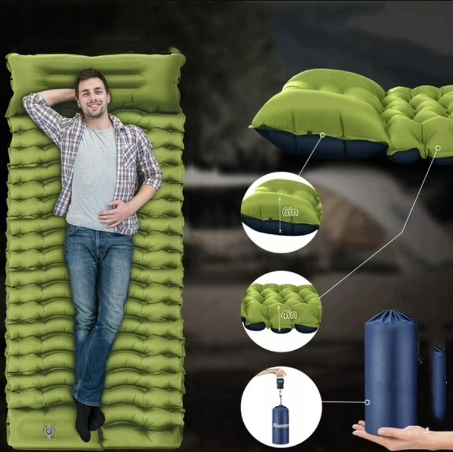 Zelfopblazend Kampeer-/Slaapmatras 195x68 cm met Ingebouwde Pomp