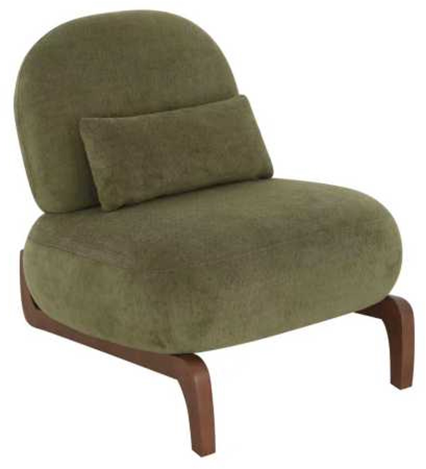 in& out door furniture Schattige accentstoel met massief houten poten, fluwelen woonkamerstoel met zachte kussens, knusse slaapkamerstoel, comfortabele armloze leesstoel voor appartement, wachtruimte, balkon- Groen+stof