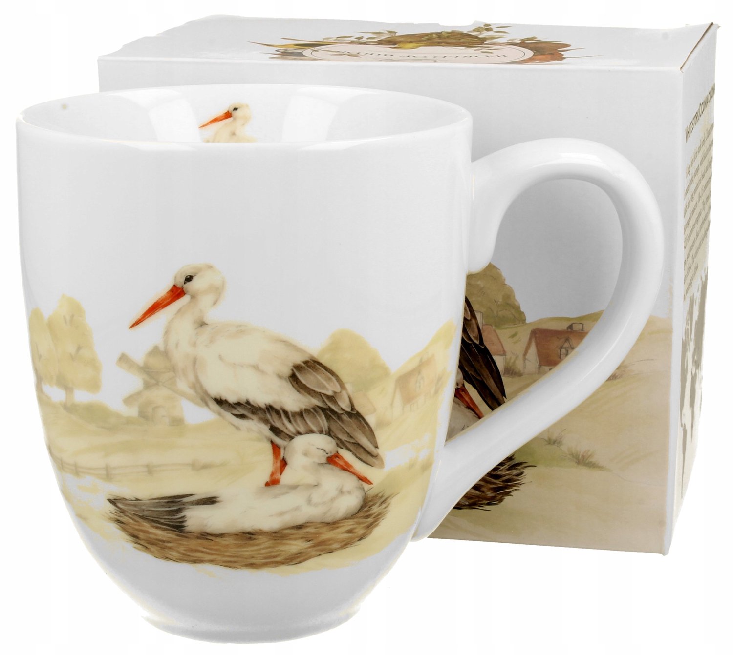 XXL Mok met Ooievaarsmotief - 1000 ml - New Bone China - Cadeauverpakking