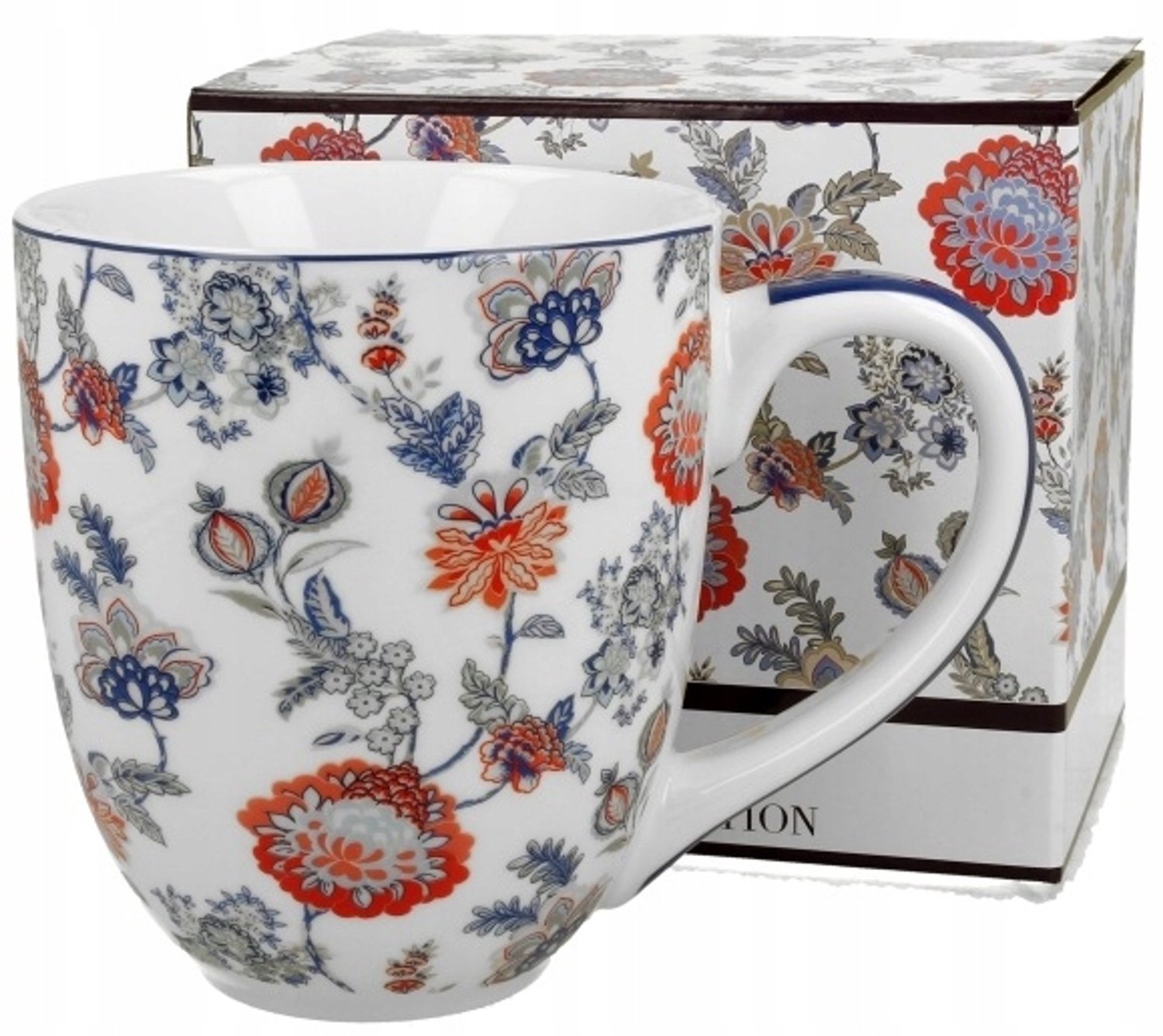 XXL Mok SAHAT WHITE Bone China 1000 ml - Elegante Bloemenprint