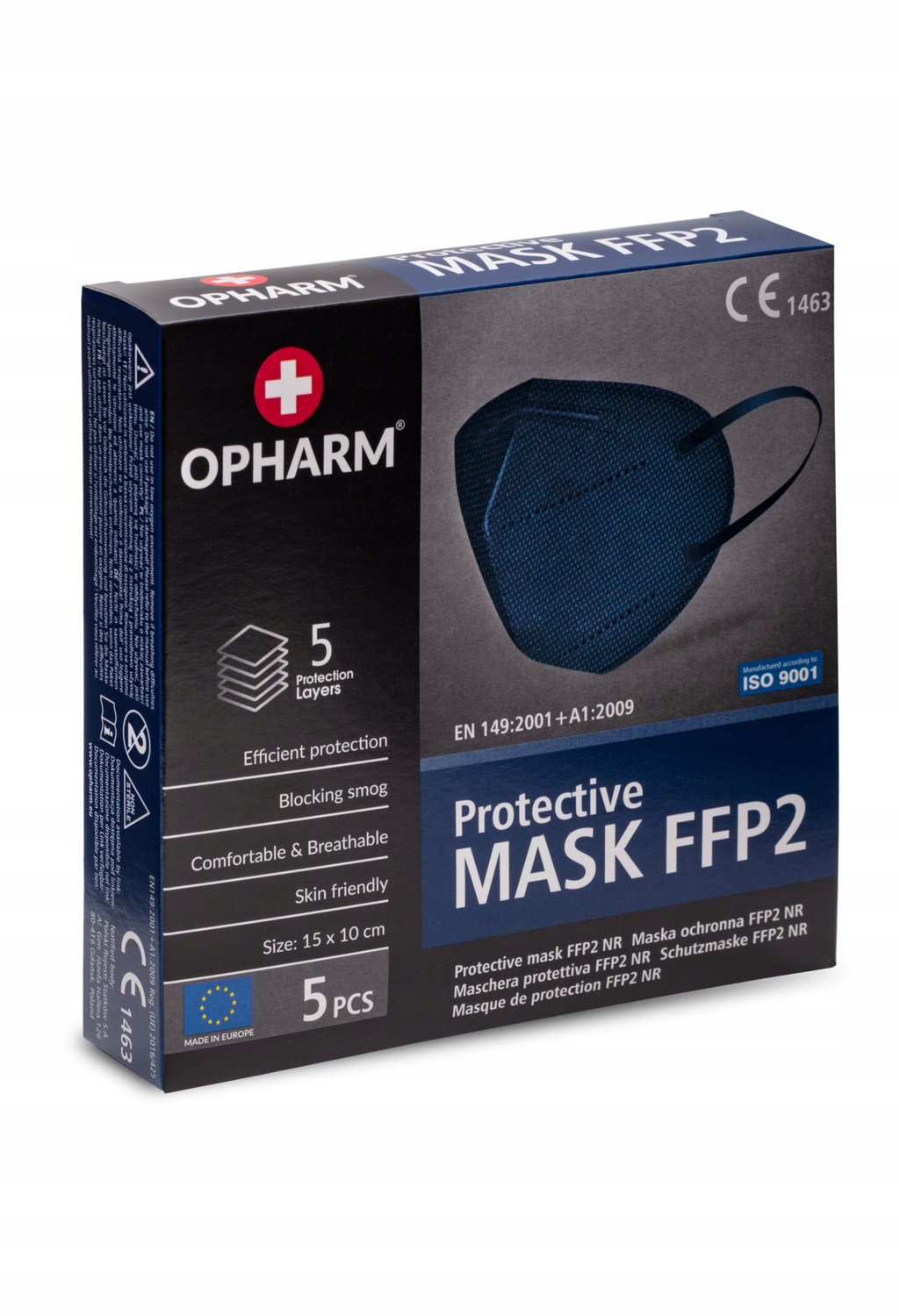 FFP2 Maskers - 5 Stuks - Marineblauw - Ademhalingsbescherming