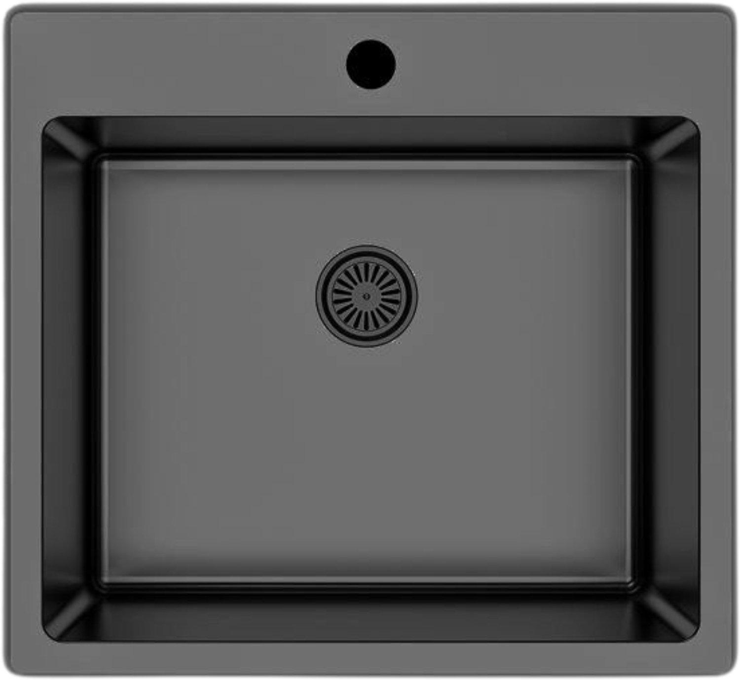 Faizee Home Steelcore RVS Spoelbak 55 x 50 cm - 17 cm Diep - Met Sifon - Optioneel met Bijpassende Kraan Schwarz Ohne Armatur
