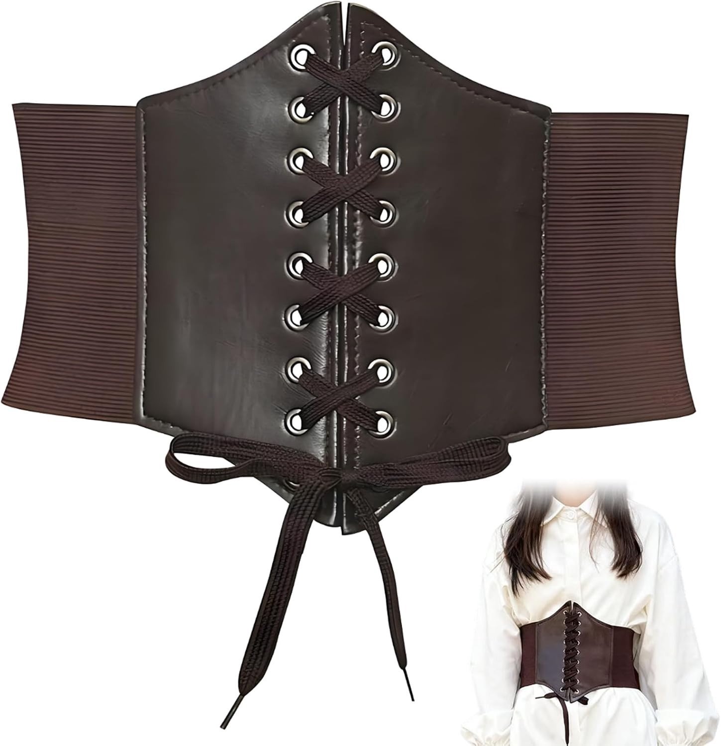 Onderbust Corset voor Dames - Steampunk Riem voor Piratenkostuum of Vampierlook - Retro Bruin Corset voor Halloween, Cosplay en Carnaval