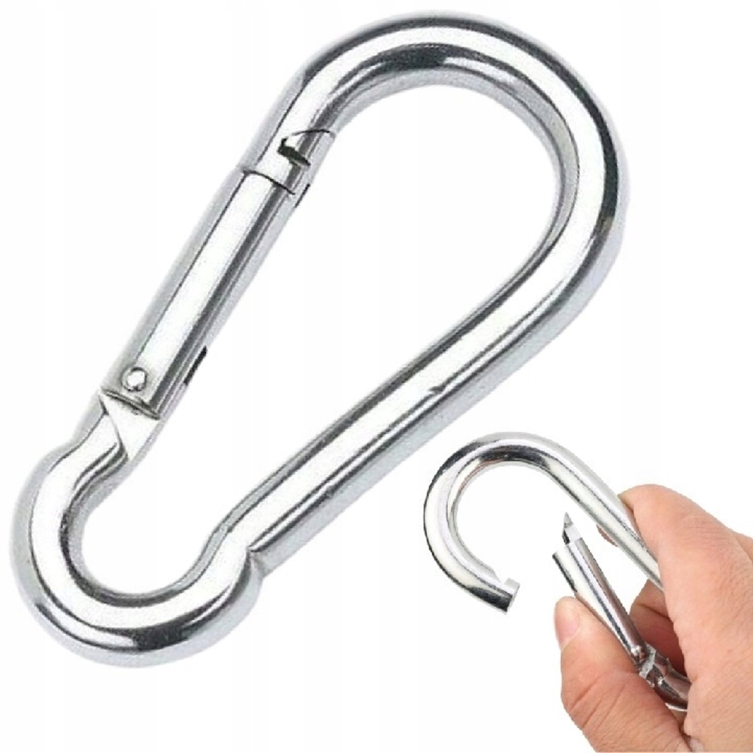 Robuuste metalen karabijnhaak 8cm - ideaal voor schommel, hangmat & training