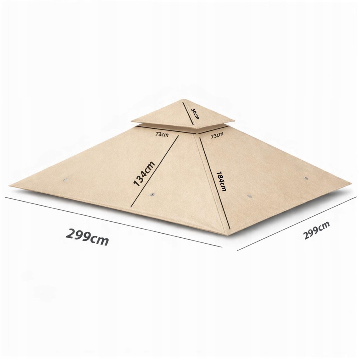 Beige Paviljoendak 3x3m Waterdicht PVC 370g/m²
