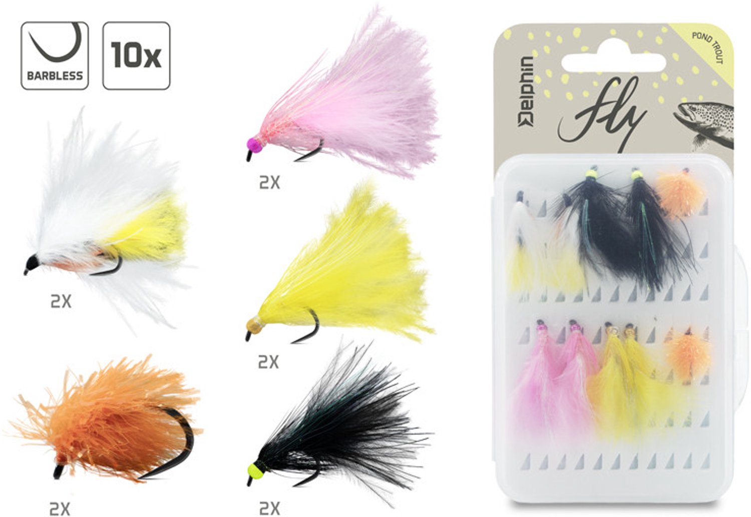 Delphin FLY Forel Vliegen Set - 10 stuks