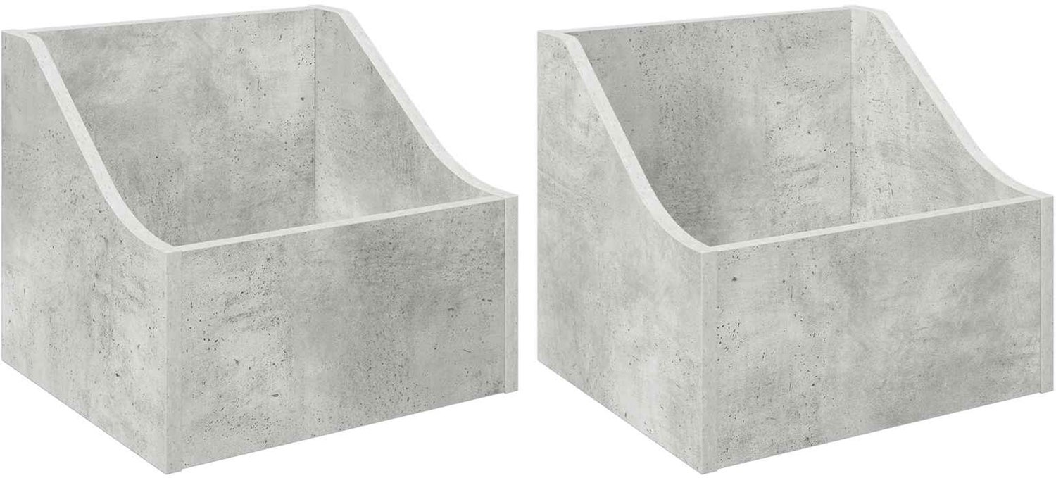 Image of vidaXL - LP - Recorddoos - 2 - st - Betongrijs - 37 - x - 33 - x - 32 - cm - Bewerkt - hout